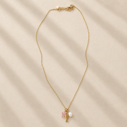 Marina Charm Ketting – Gold & Pink