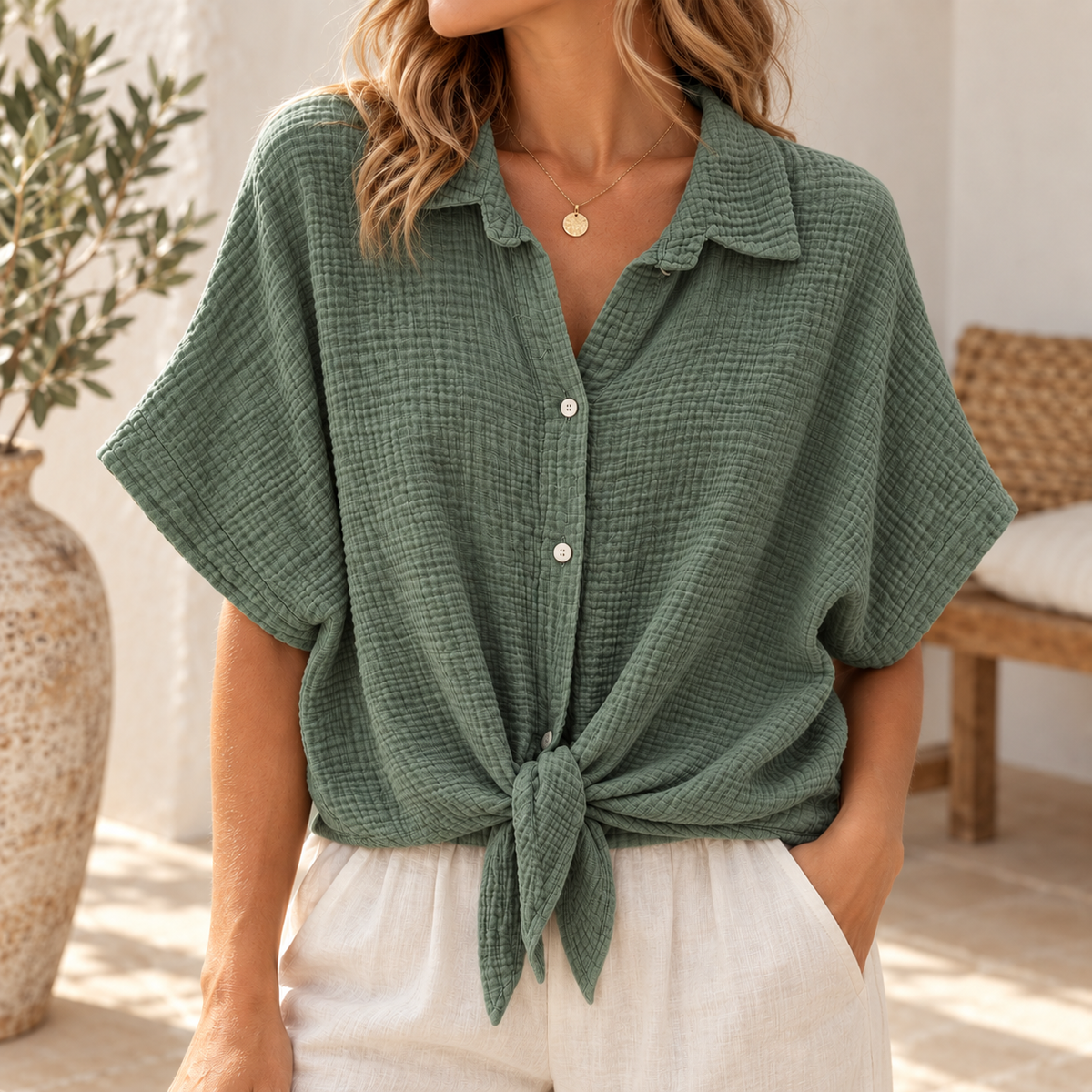 Mousseline Tie Blouse