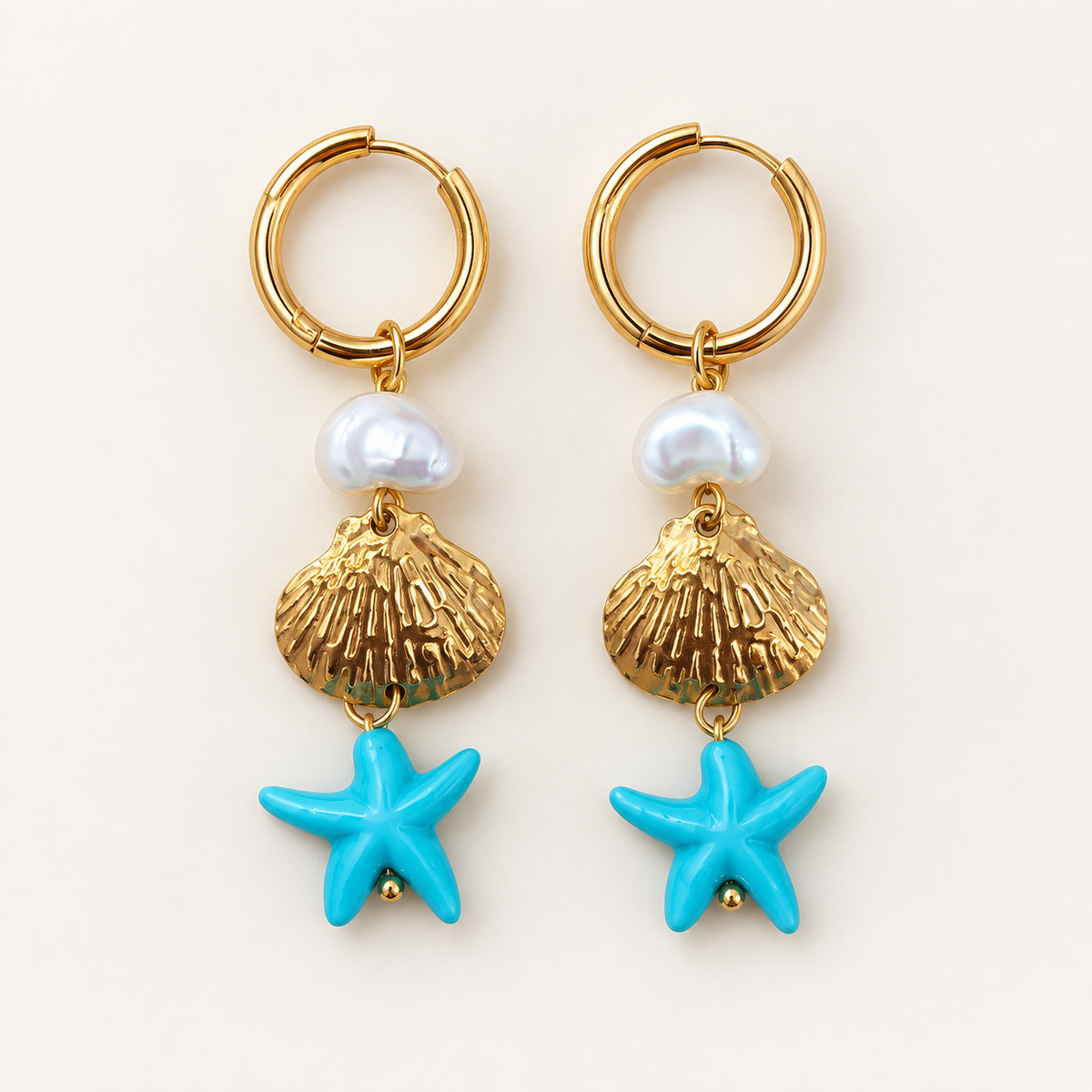 Pearl Shell Starfish Earrings