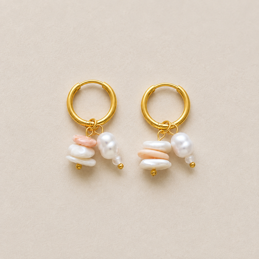 Pearl Stack Hoops – Blush