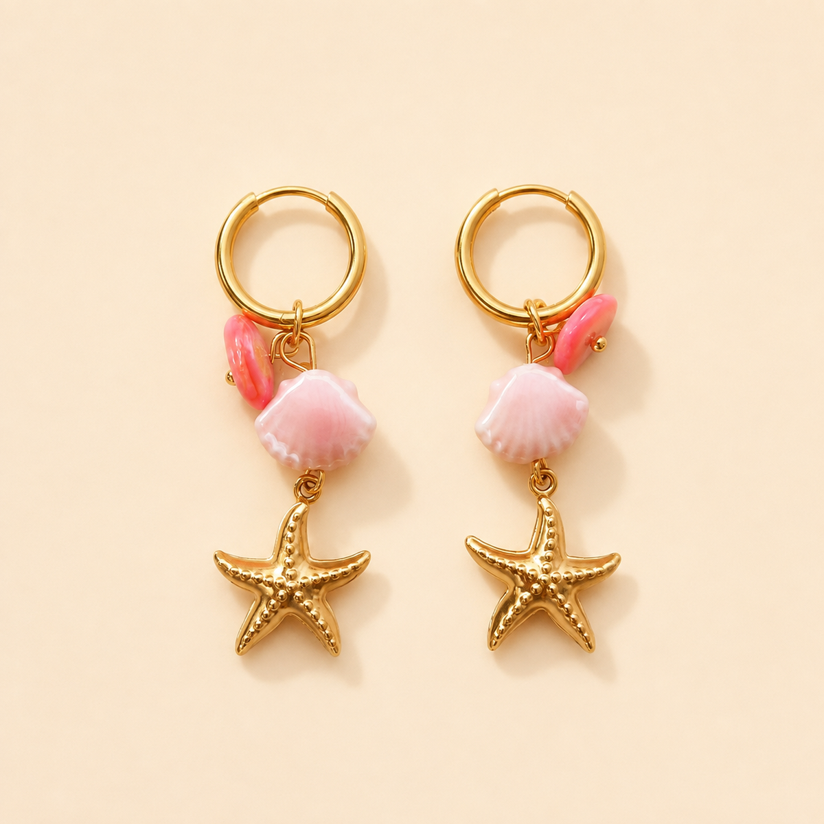 Rosé Starfish Hoops – Pink