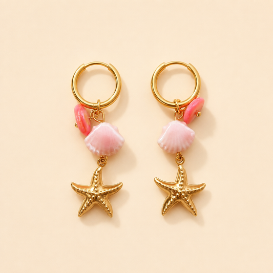 Rosé Starfish Hoops – Pink