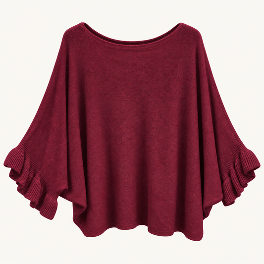 Ruffle Sleeve Poncho Knit