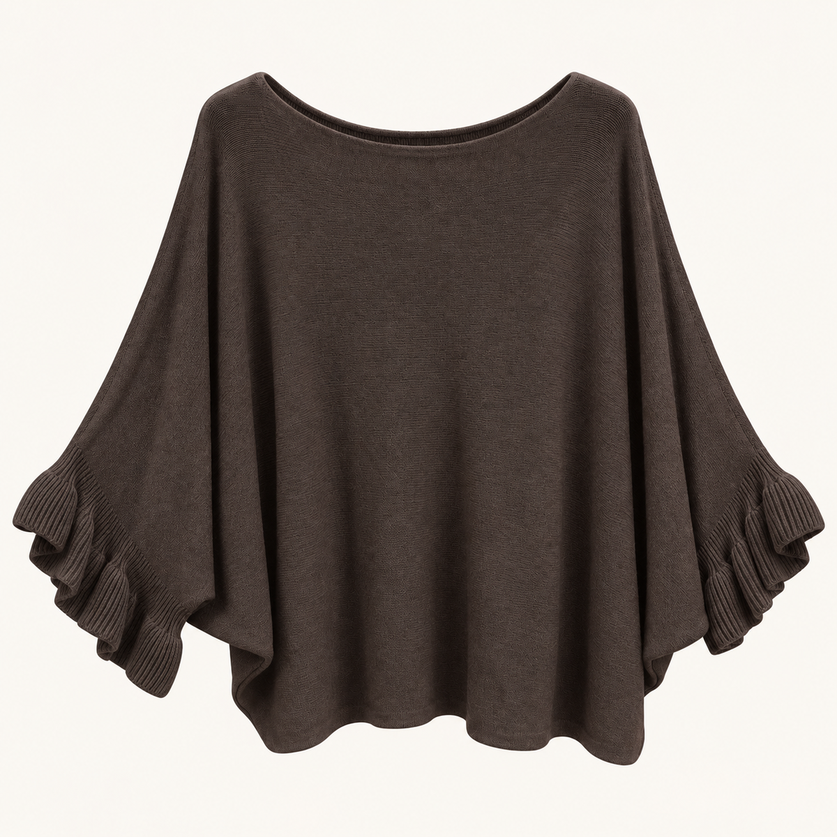 Ruffle Sleeve Poncho Knit