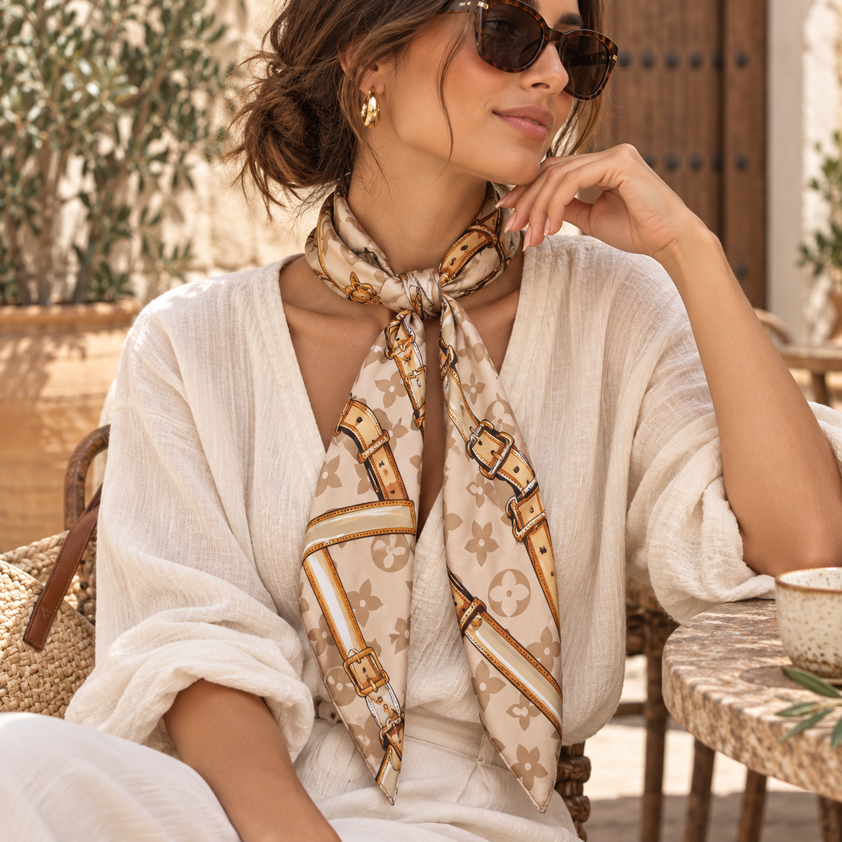 Satin Scarf with Ring