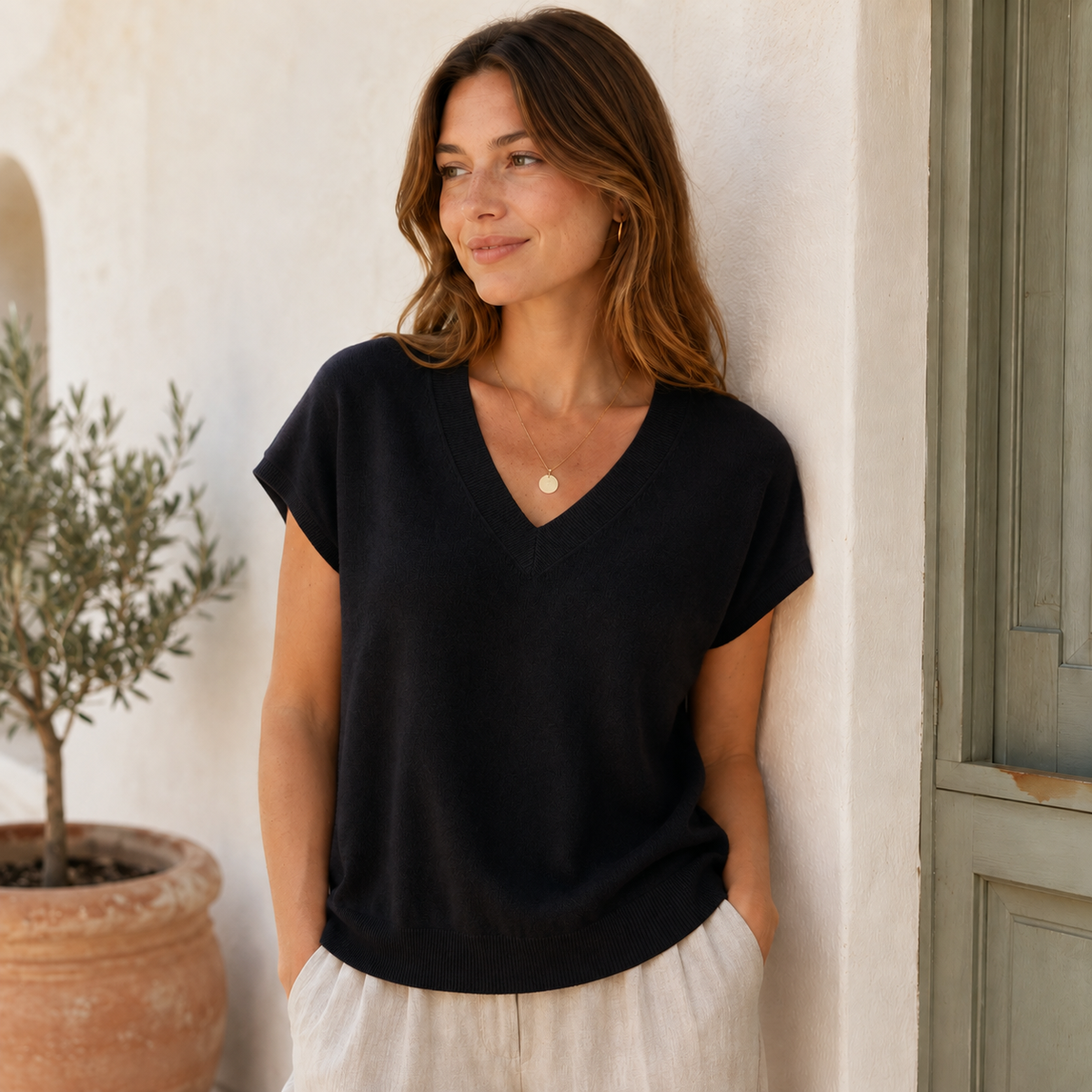 Soft V-Neck Knit Top