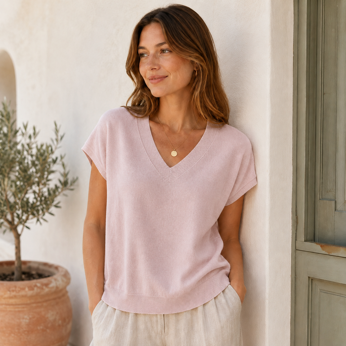 Soft V-Neck Knit Top