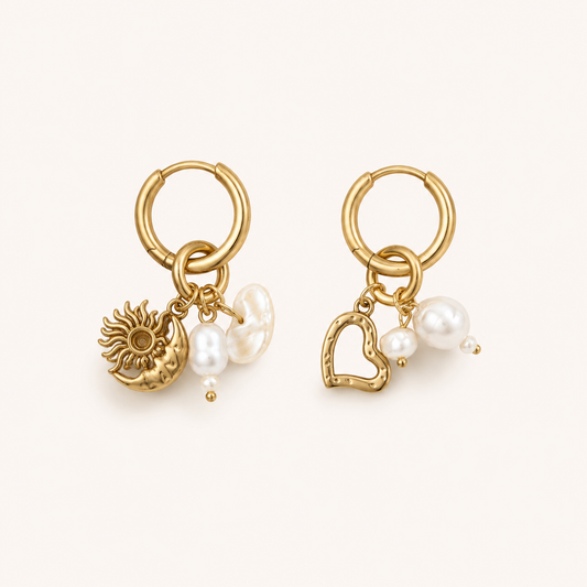 Sun & Heart Hoops – Pearl