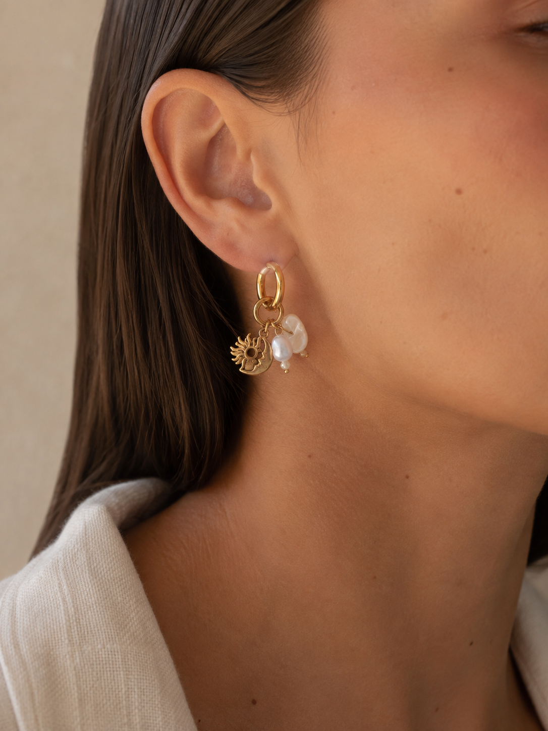 Sun & Heart Hoops – Pearl