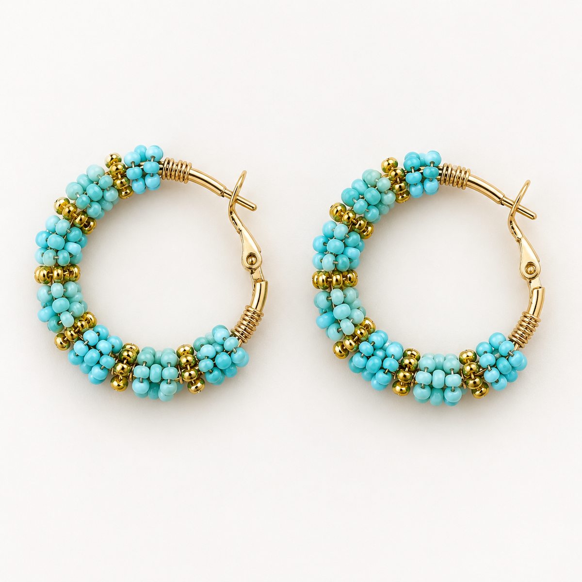 Turquoise Beaded Hoop Earrings