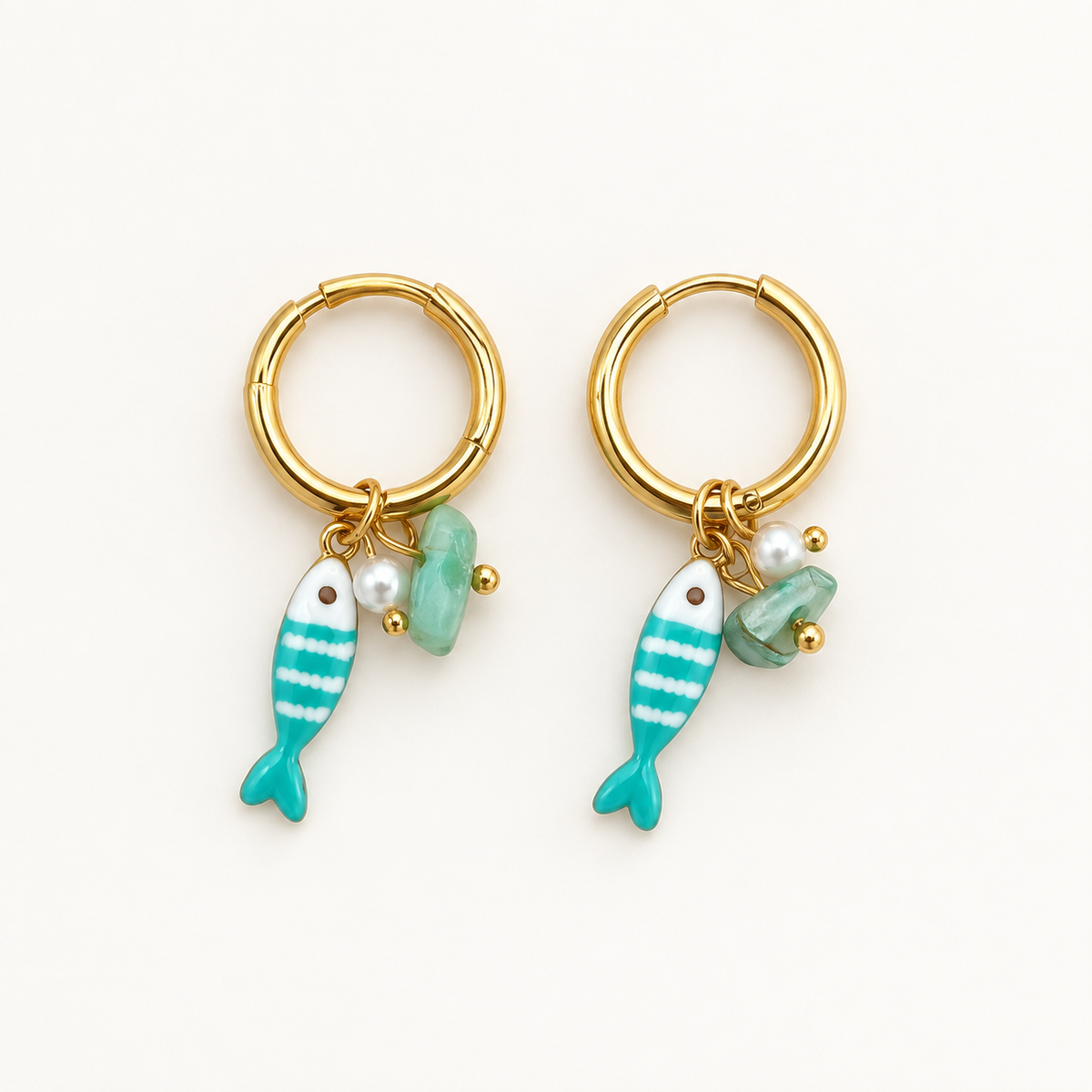 Turquoise Fish Charm Earrings