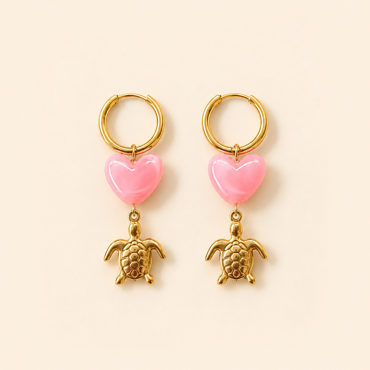 Turtle Heart Hoops – Pink