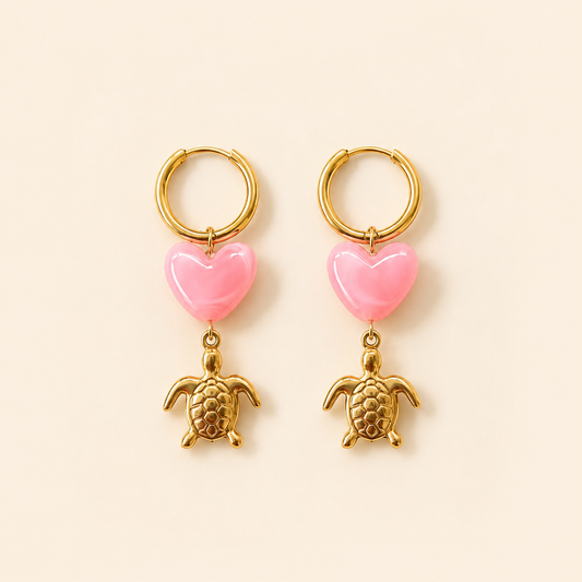 Turtle Heart Hoops – Pink